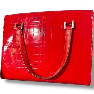 Burberry Red Patent Leather Tote Bag